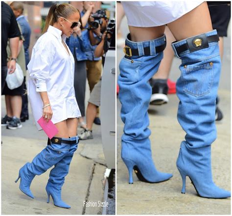 versace resort 2019 denim boots|J Lo’s Wild Versace Denim Boots Made Her Look Like Her.